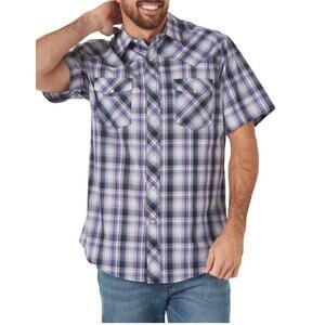 Wrangler Men’s M Pearl Snap Shirt Plaid Western Short Sleeve Cowboy EUC